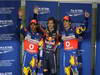 GP ABU DHABI, 12.11.2011- Qualifiche, Sebastian Vettel (GER), Red Bull Racing, RB7 pole position, Lewis Hamilton (GBR), McLaren  Mercedes, MP4-26 secondo e Jenson Button (GBR), McLaren  Mercedes, MP4-26 terzo 
