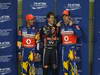 GP ABU DHABI, 12.11.2011- Qualifiche, Sebastian Vettel (GER), Red Bull Racing, RB7 pole position, Lewis Hamilton (GBR), McLaren  Mercedes, MP4-26 secondo e Jenson Button (GBR), McLaren  Mercedes, MP4-26 terzo 