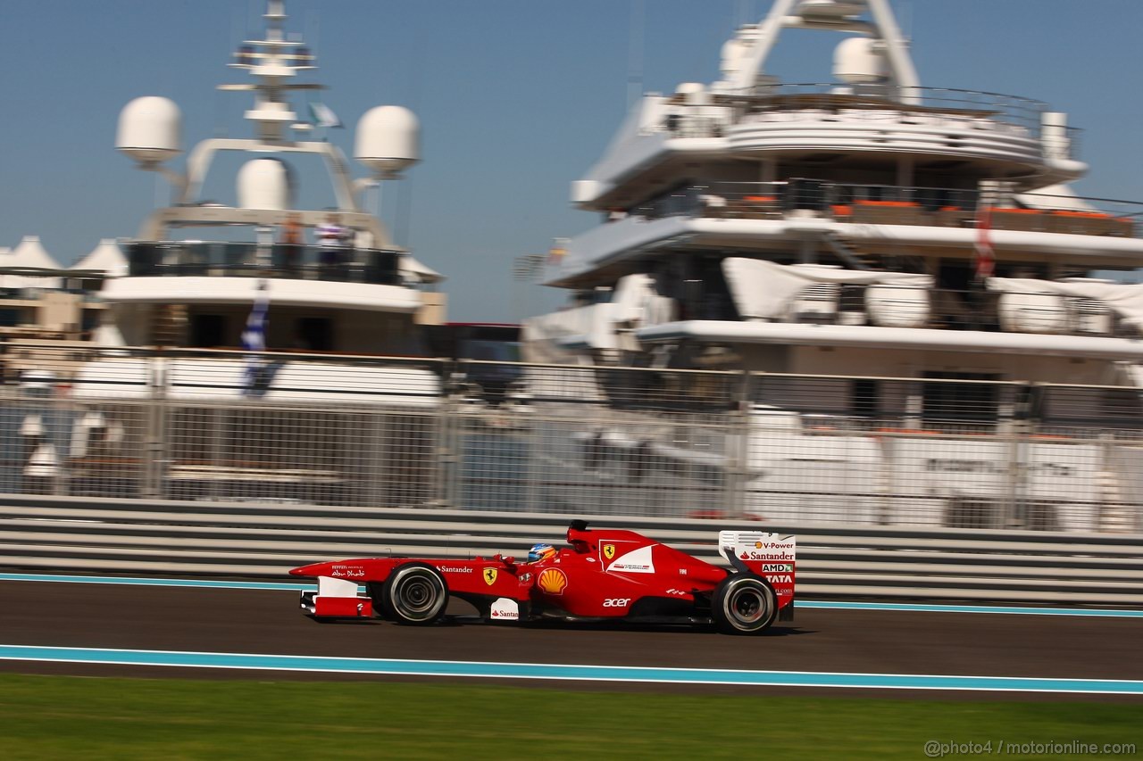 GP ABU DHABI, 11.11.2011- Prove Libere 1, Venerdi', Fernando Alonso (ESP), Ferrari, F-150 Italia