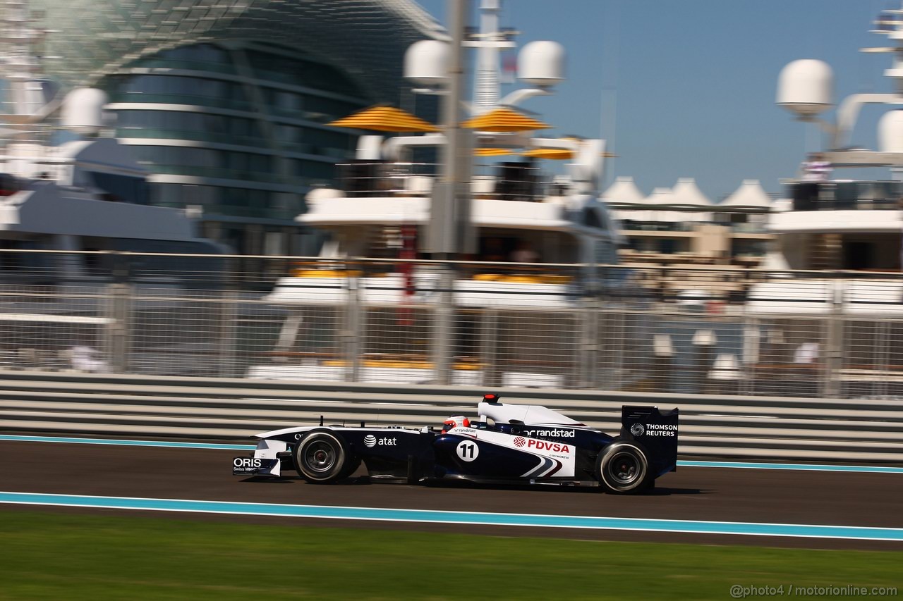 GP ABU DHABI, 11.11.2011- Prove Libere 1, Venerdi', Rubens Barrichello (BRA), Williams FW33