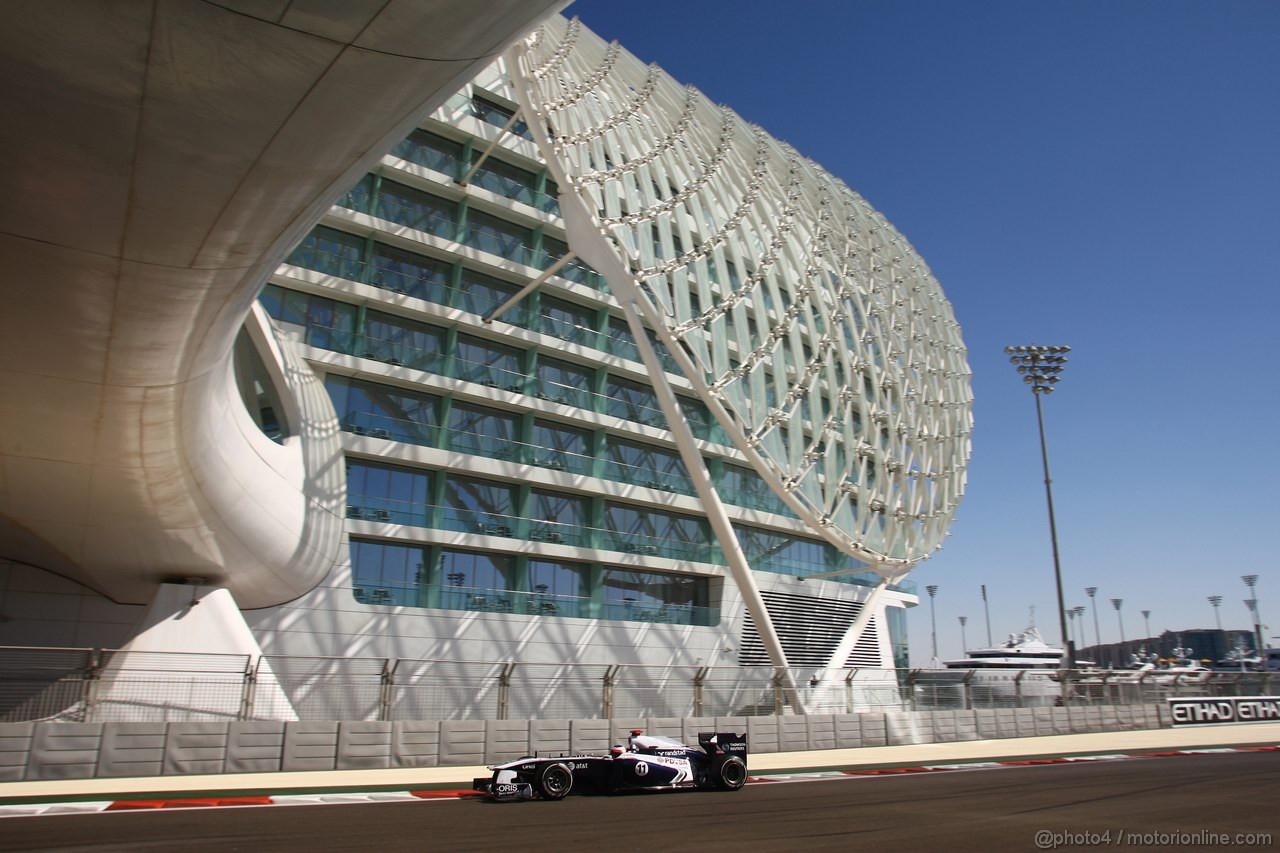 GP ABU DHABI, 11.11.2011- Prove Libere 1, Venerdi', Rubens Barrichello (BRA), Williams FW33