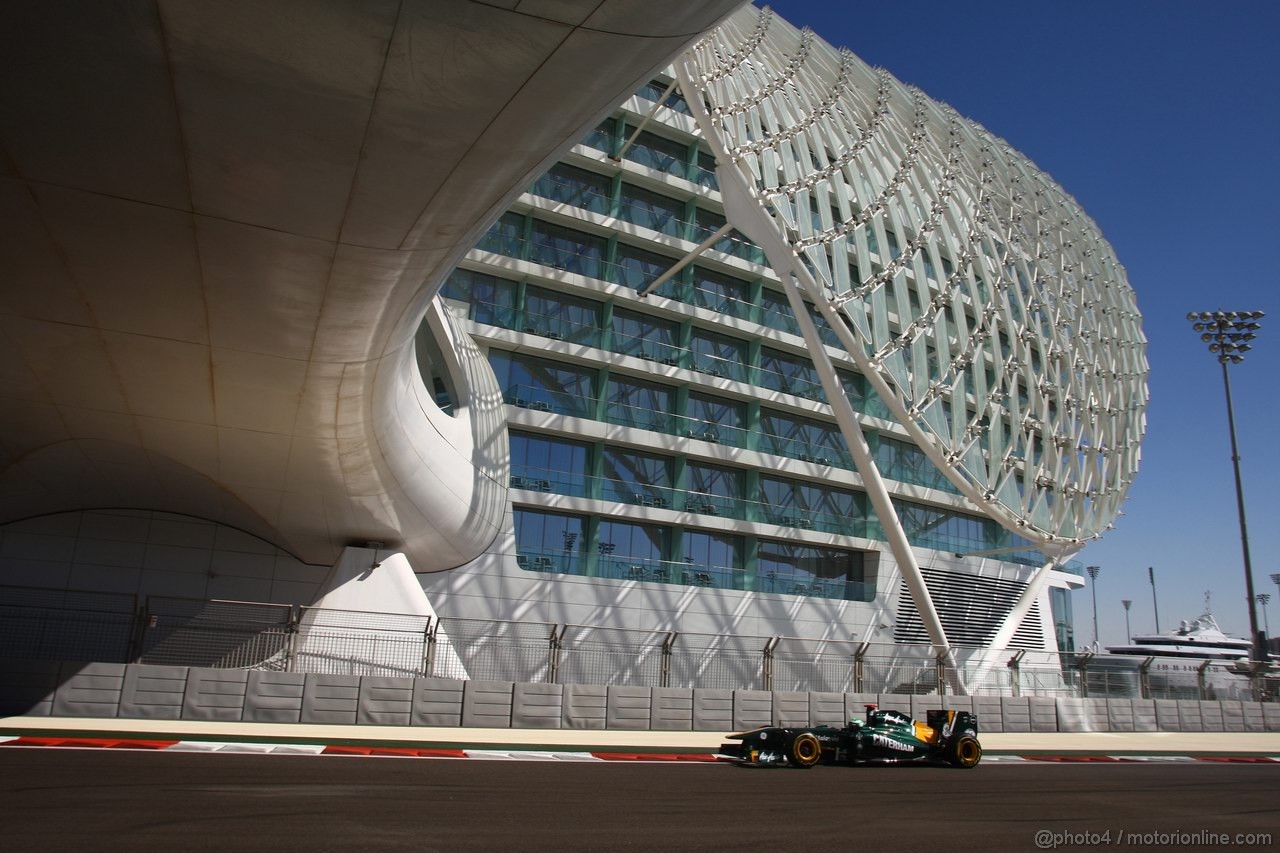 GP ABU DHABI, 11.11.2011- Prove Libere 1, Venerdi', Heikki Kovalainen (FIN), Team Lotus, TL11