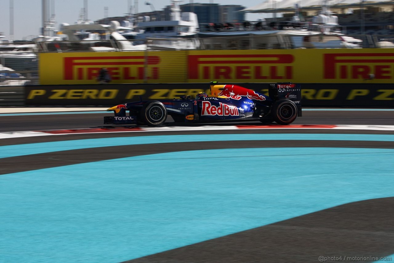 GP ABU DHABI, 11.11.2011- Prove Libere 1, Venerdi', Mark Webber (AUS), Red Bull Racing, RB7 