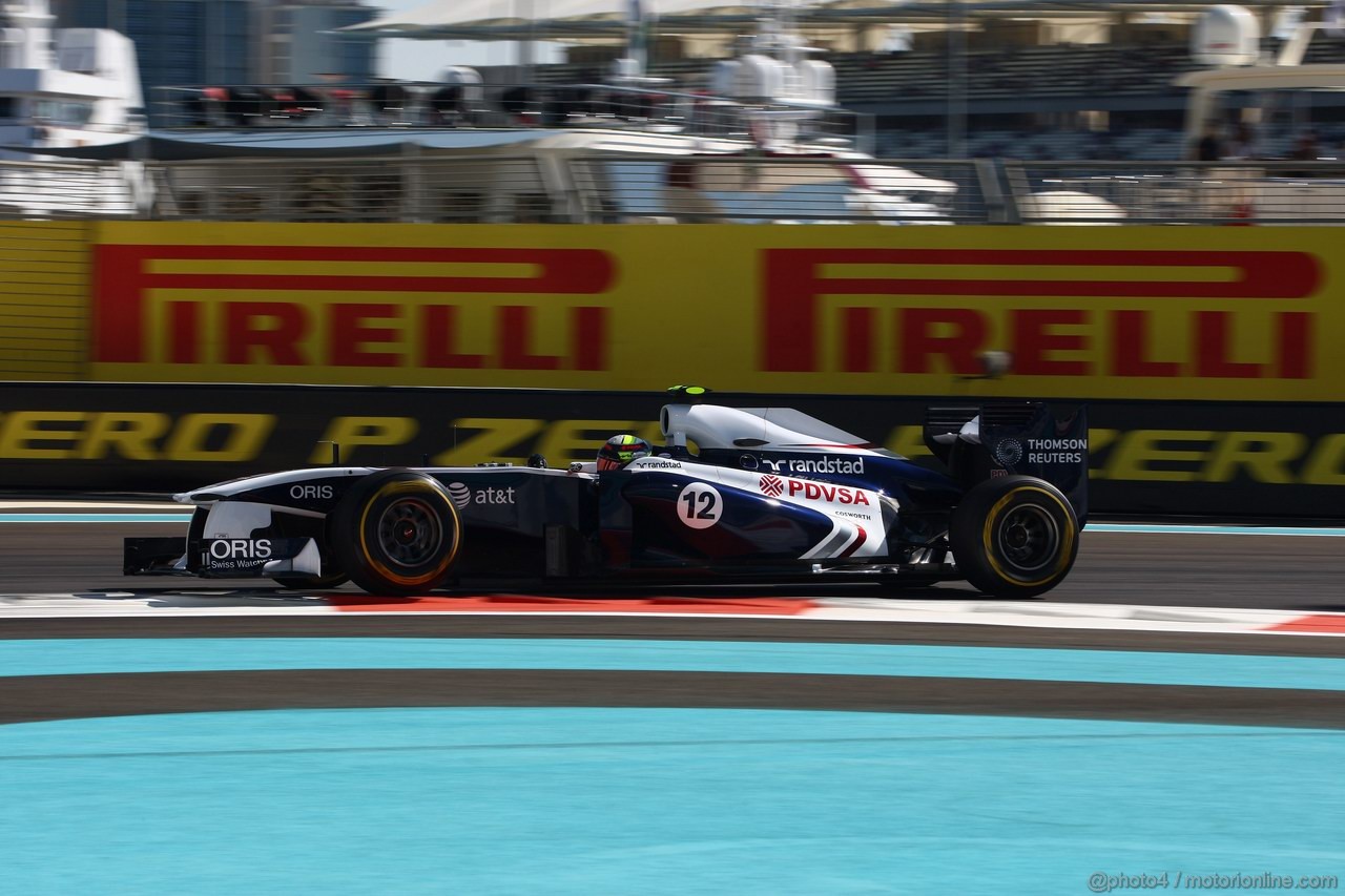 GP ABU DHABI, 11.11.2011- Prove Libere 1, Venerdi', Pastor Maldonado (VEN), Williams FW33 