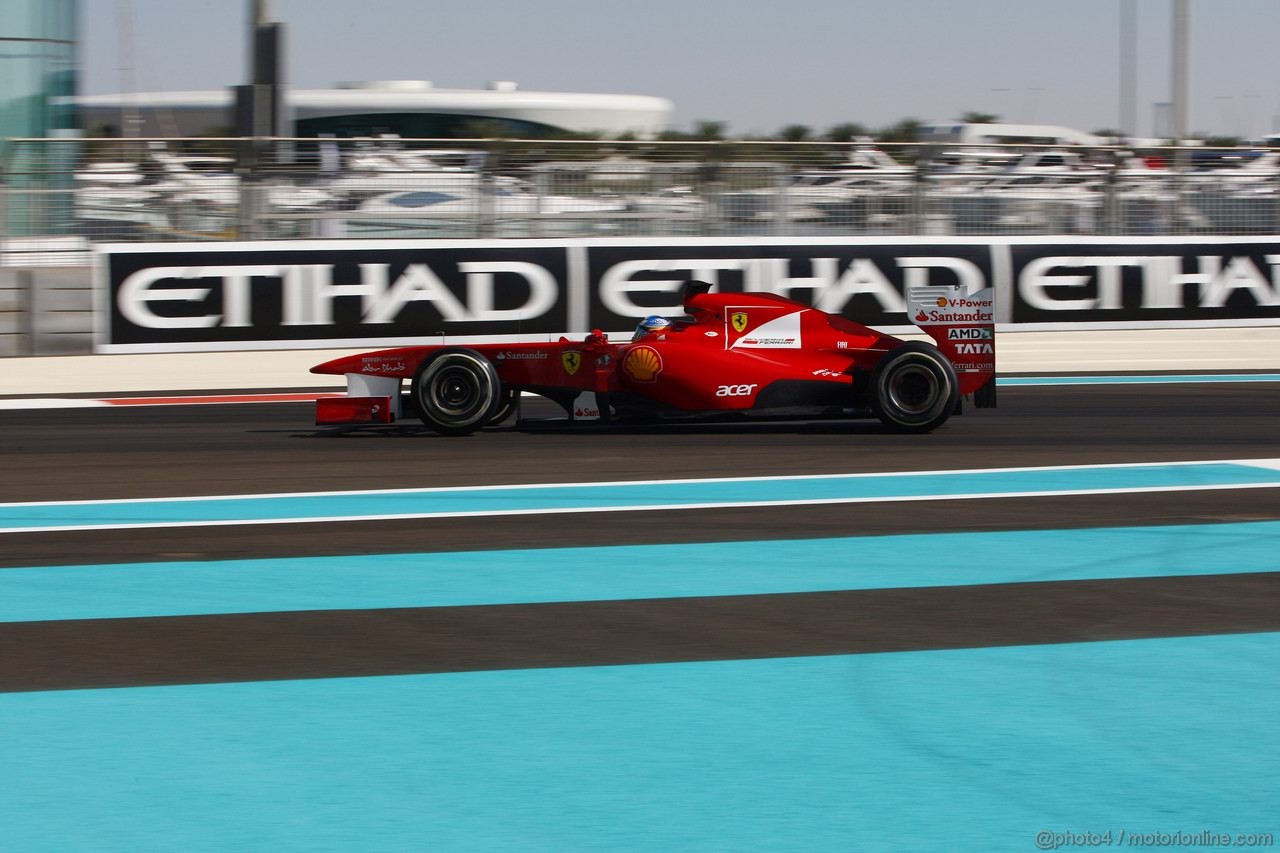 GP ABU DHABI, 11.11.2011- Prove Libere 1, Venerdi', Fernando Alonso (ESP), Ferrari, F-150 Italia 
