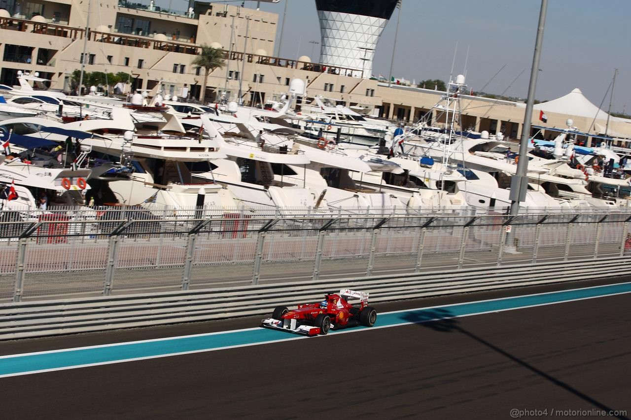 GP ABU DHABI, 11.11.2011- Prove Libere 1, Venerdi', Fernando Alonso (ESP), Ferrari, F-150 Italia 
