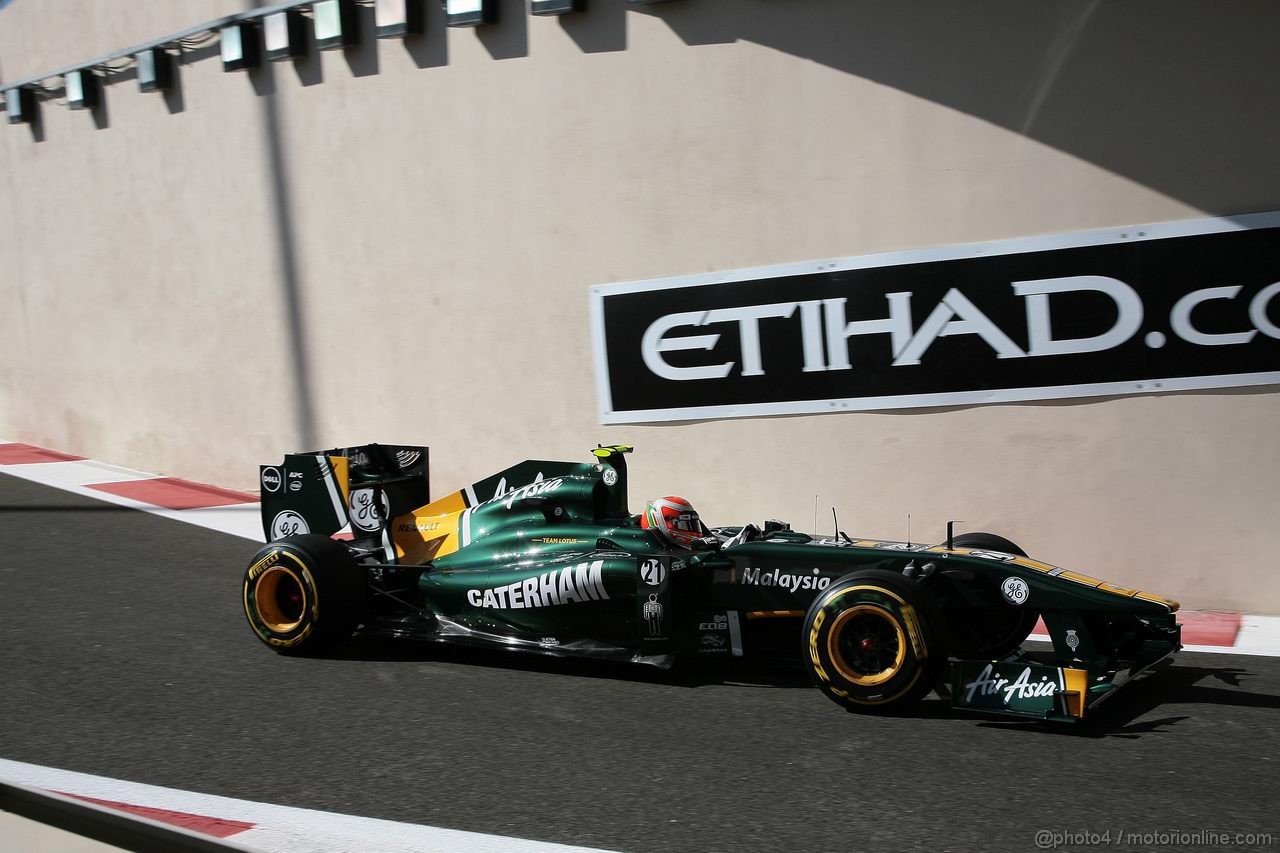 GP ABU DHABI, 11.11.2011- Prove Libere 1, Venerdi', Jarno Trulli (ITA), Team Lotus, TL11 