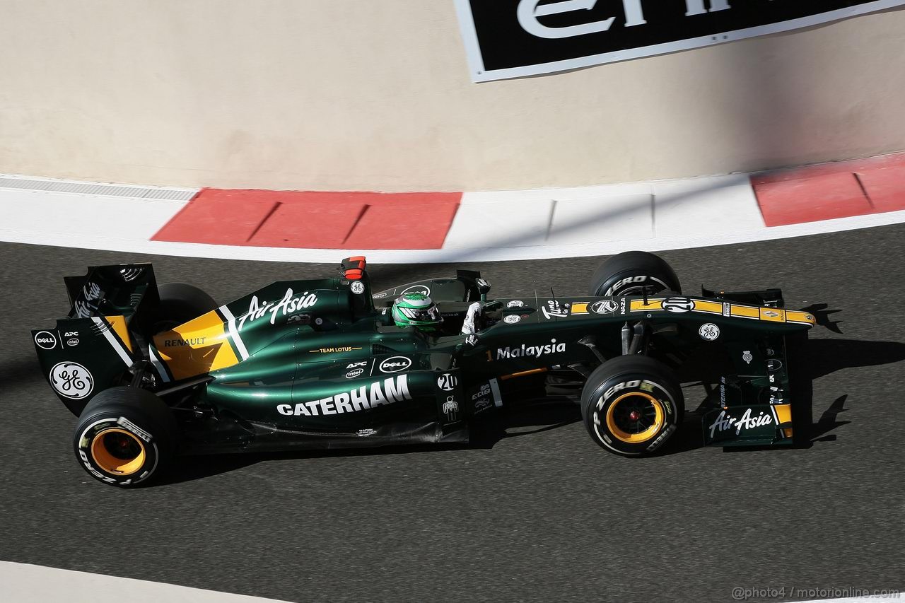 GP ABU DHABI, 11.11.2011- Prove Libere 1, Venerdi', Heikki Kovalainen (FIN), Team Lotus, TL11 