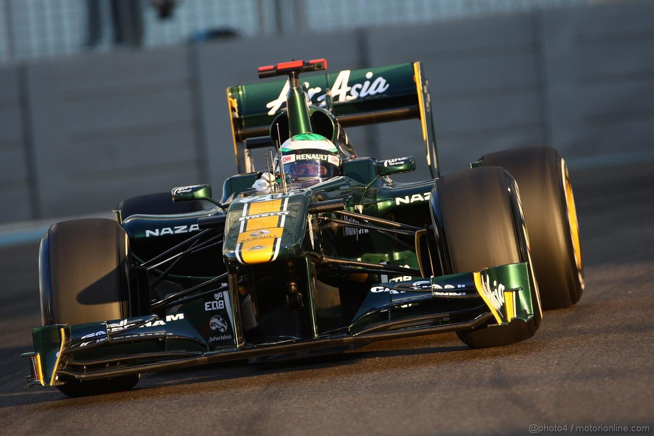 GP ABU DHABI, 11.11.2011- Prove Libere 2, Venerdi', Heikki Kovalainen (FIN), Team Lotus, TL11