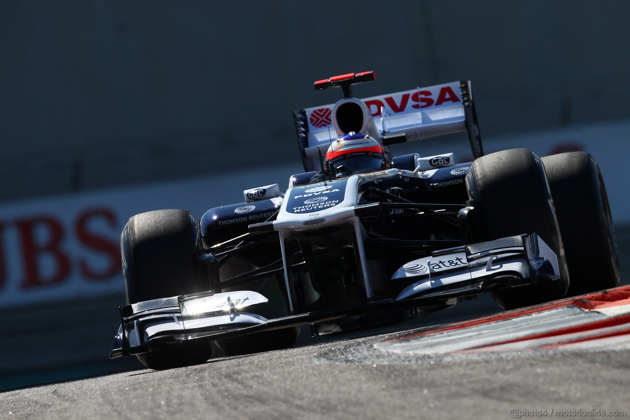 GP ABU DHABI, 11.11.2011- Prove Libere 1, Venerdi', Rubens Barrichello (BRA), Williams FW33 