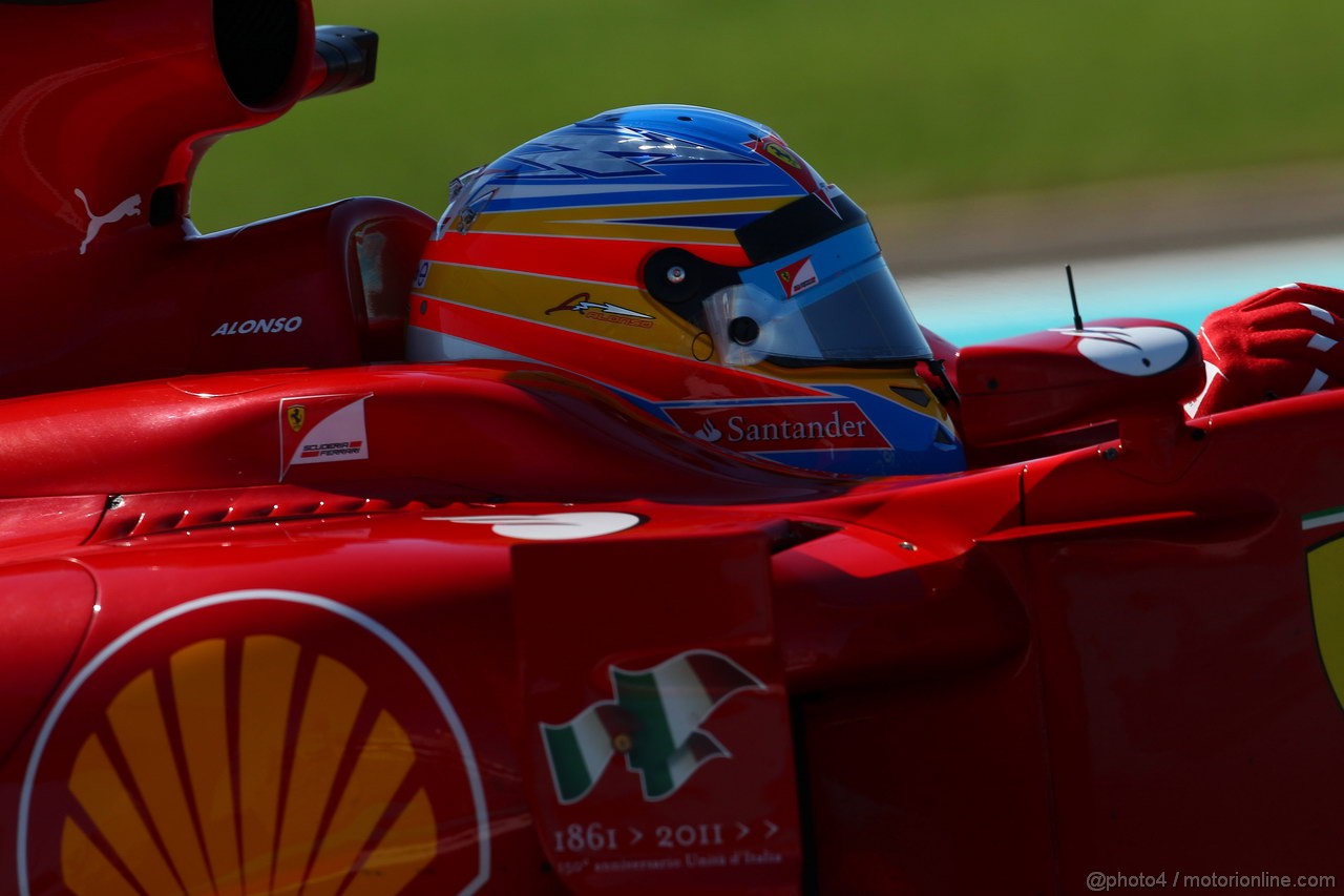 GP ABU DHABI, 11.11.2011- Prove Libere 1, Venerdi', Fernando Alonso (ESP), Ferrari, F-150 Italia