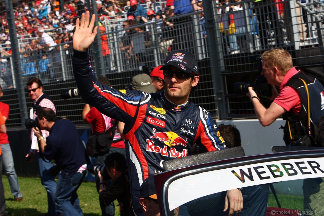 GP AUSTRALIA, 27.03.2011- Mark Webber (AUS), Red Bull Racing, RB7 at drivers parade  