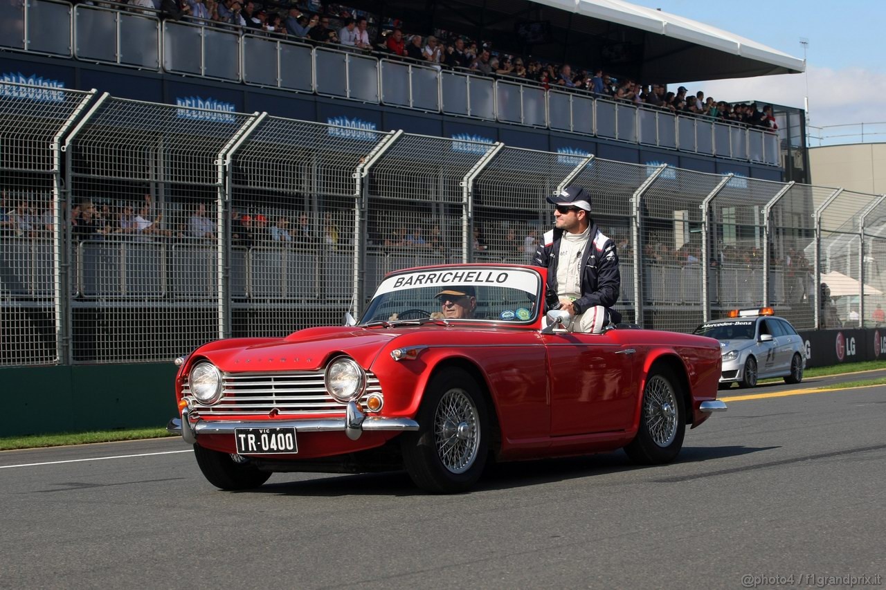 GP AUSTRALIA, 27.03.2011- Rubens Barrichello (BRA), Williams FW33 at drivers parade  
