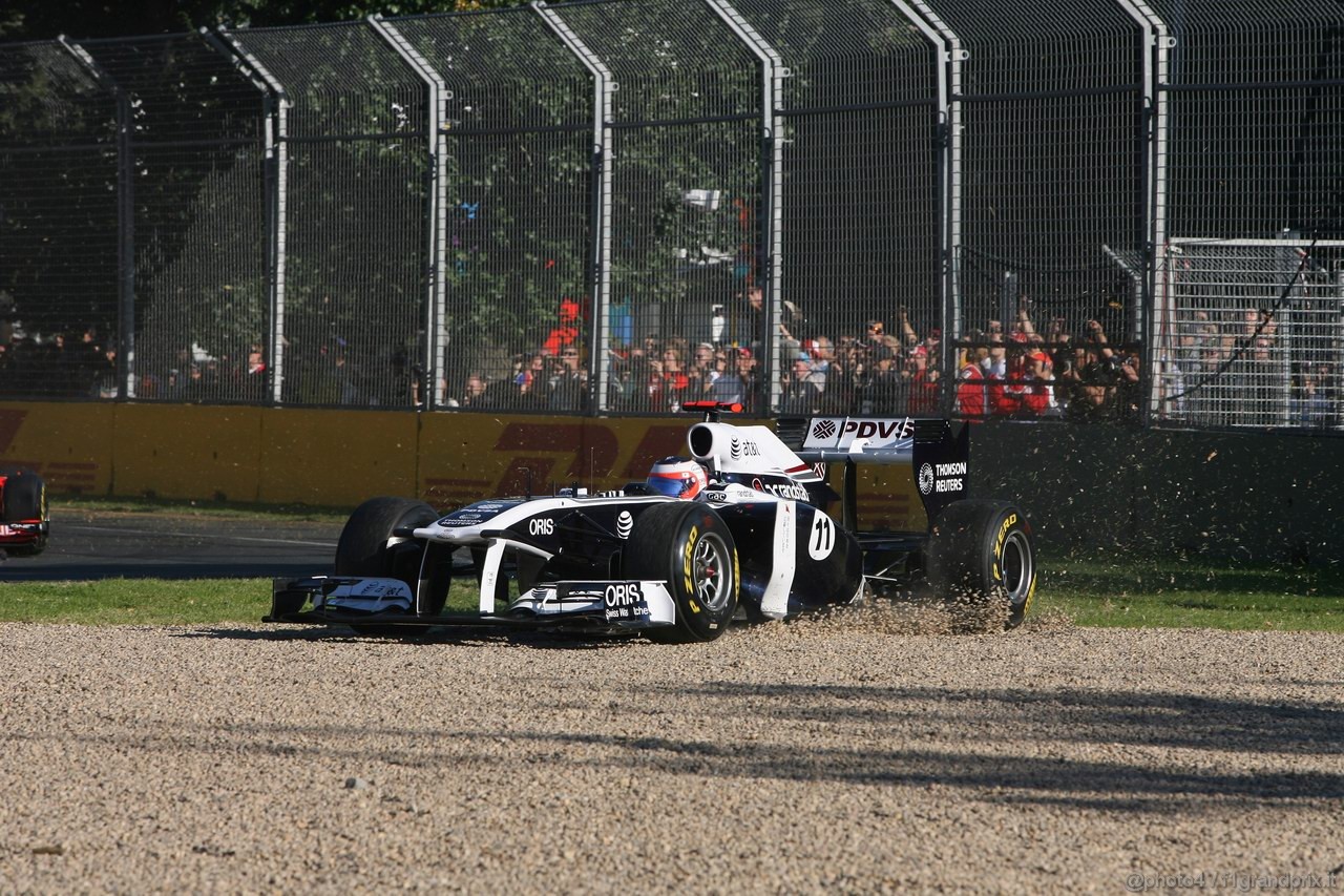 GP AUSTRALIA, 27.03.2011- Gara, Rubens Barrichello (BRA), Williams FW33 off track