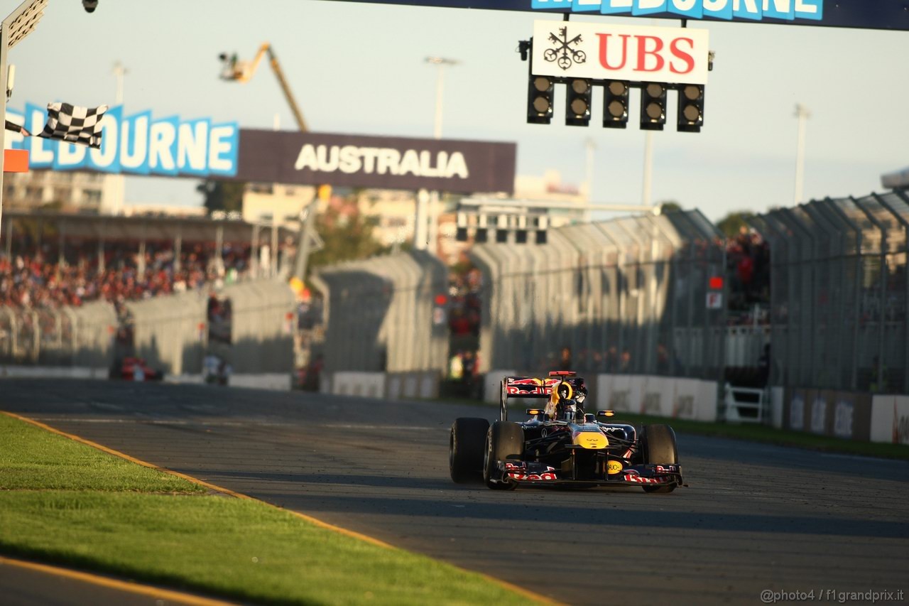 GP AUSTRALIA, 27.03.2011- Gara, Sebastian Vettel (GER), Red Bull Racing, RB7 vincitore cebreates his victory
