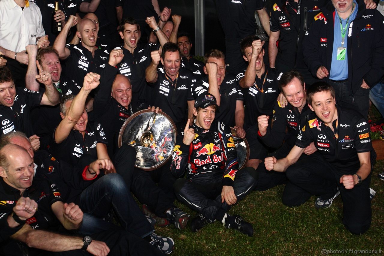GP AUSTRALIA, 27.03.2011- Gara, celebration, Sebastian Vettel (GER), Red Bull Racing, RB7 vincitore 