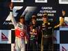 GP AUSTRALIA, 27.03.2011- Gara, Sebastian Vettel (GER), Red Bull Racing, RB7 vincitore, Lewis Hamilton (GBR), McLaren  Mercedes, MP4-26 secondo e Vitaly Petrov (RUS), Lotus Renault GP, R31 terzo 