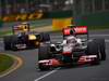 GP AUSTRALIA, 26.03.2011- Prove Libere 3, Sabato, Jenson Button (GBR), McLaren  Mercedes, MP4-26 davanti a Mark Webber (AUS), Red Bull Racing, RB7 