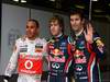 GP AUSTRALIA, 26.03.2011- Qualifiche, Lewis Hamilton (GBR), McLaren  Mercedes, MP4-26 secondo, Sebastian Vettel (GER), Red Bull Racing, RB7 pole position e Mark Webber (AUS), Red Bull Racing, RB7 terzo 