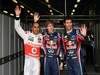 GP AUSTRALIA, 26.03.2011- Qualifiche, Lewis Hamilton (GBR), McLaren  Mercedes, MP4-26 secondo, Sebastian Vettel (GER), Red Bull Racing, RB7 pole position e Mark Webber (AUS), Red Bull Racing, RB7 terzo 
