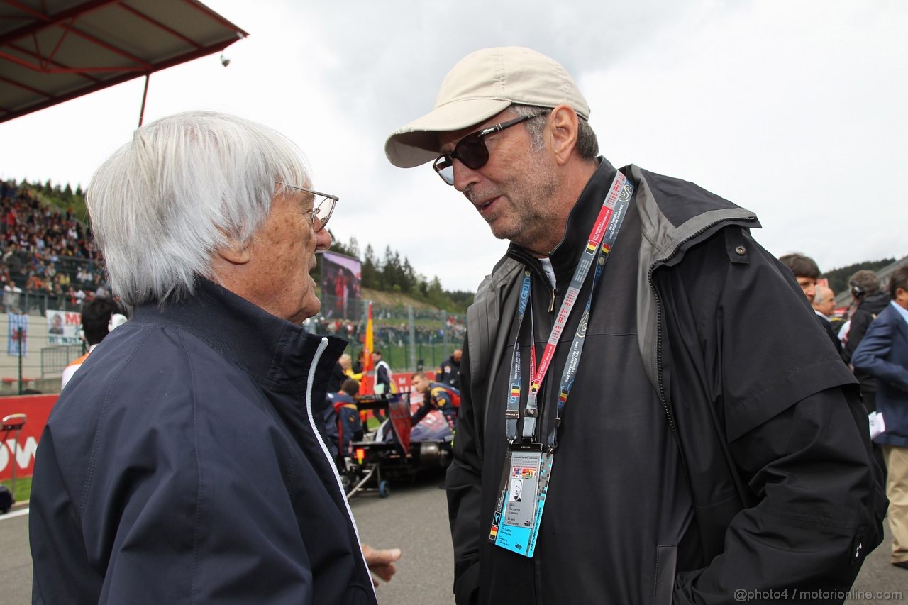 GP BELGIO, 28.08.2011- Gara, Bernie Ecclestone (GBR), President e CEO of Formula One Management e Eric Clapton, singer
