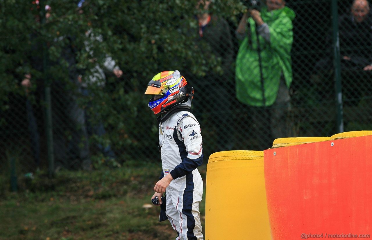 GP BELGIO, 27.08.2011- Qualifiche, Crash, Pastor Maldonado (VEN), Williams FW33 