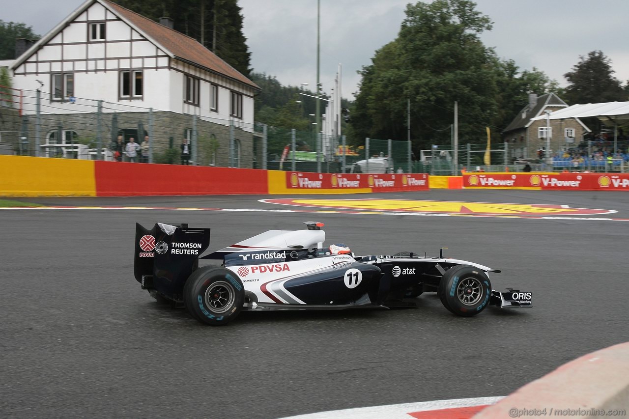 GP BELGIO, 26.08.2011- Prove Libere 1, Venerdi', Rubens Barrichello (BRA), Williams FW33 