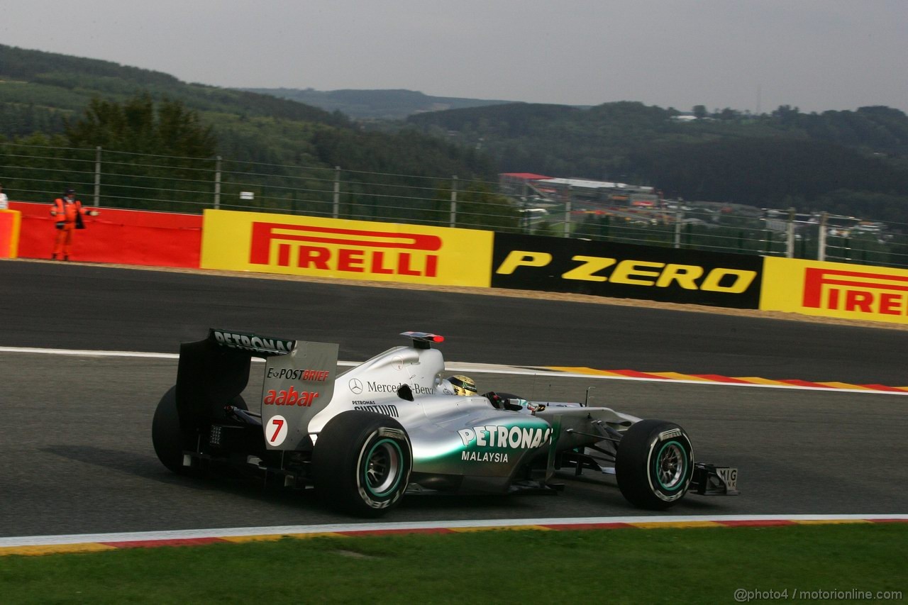 GP BELGIO, 26.08.2011- Prove Libere 1, Venerdi', Michael Schumacher (GER), Mercedes GP Petronas F1 Team, MGP W02 