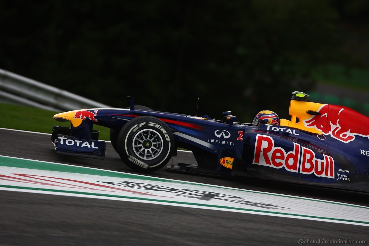 GP BELGIO, 26.08.2011- Prove Libere 2, Venerdi', Mark Webber (AUS), Red Bull Racing, RB7 