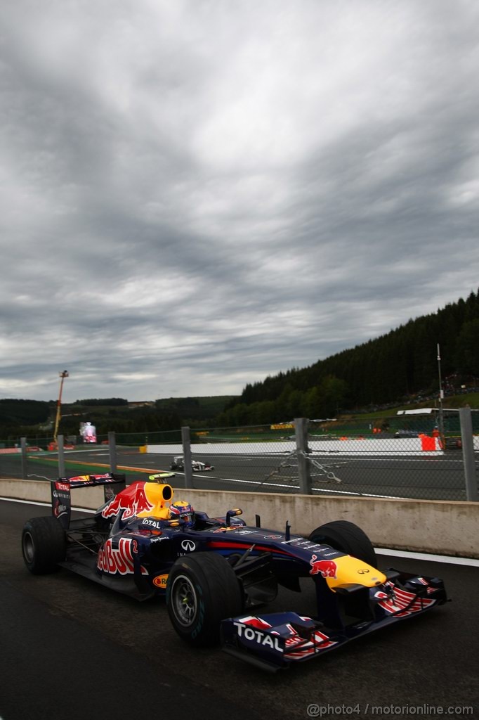 GP BELGIO, 26.08.2011- Prove Libere 2, Venerdi', Mark Webber (AUS), Red Bull Racing, RB7 