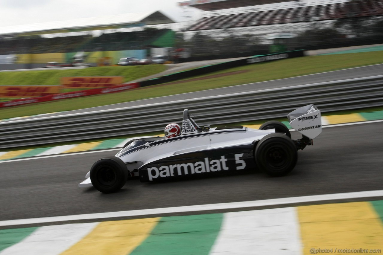 GP BRASILE, 27.11.2011- Nelson Piquet (BRA) with his 1981 championship winning Brabham BT49C