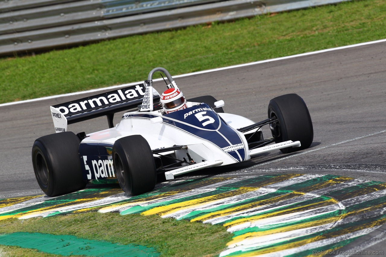 GP BRASILE, 27.11.2011- Nelson Piquet (BRA) with his 1981 championship winning Brabham BT49C