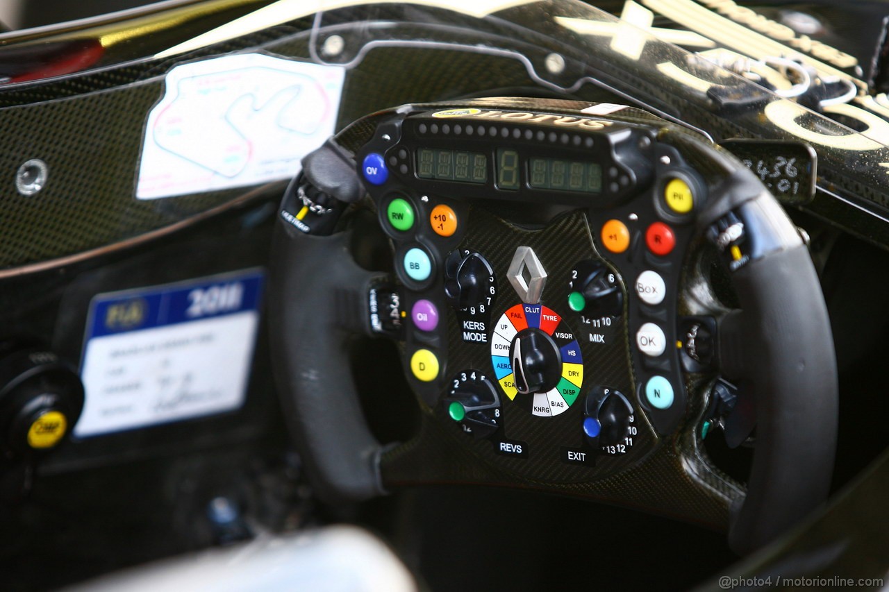 GP BRASILE, 27.11.2011- Steering wheel of Team Lotus, TL11 