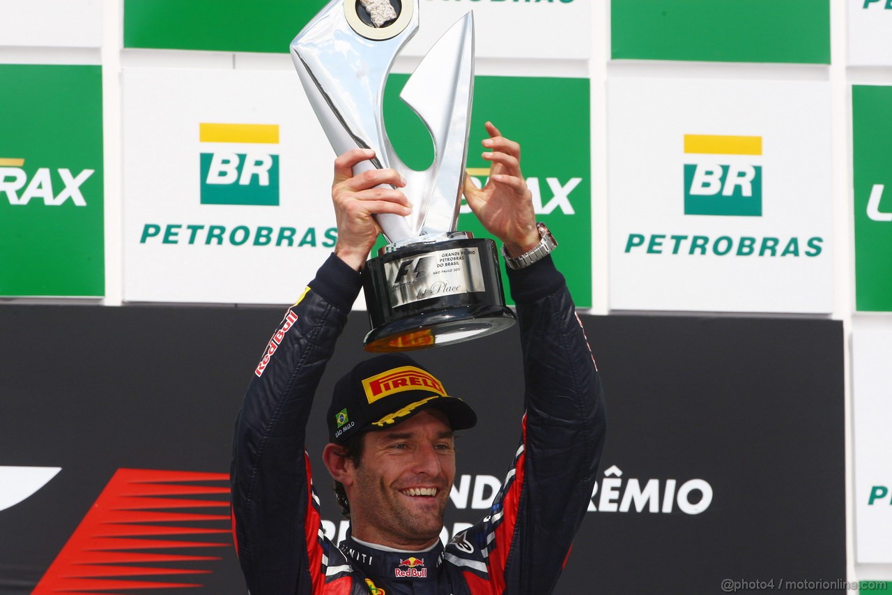 GP BRASILE, 27.11.2011- Gara, Mark Webber (AUS), Red Bull Racing, RB7 vincitore 