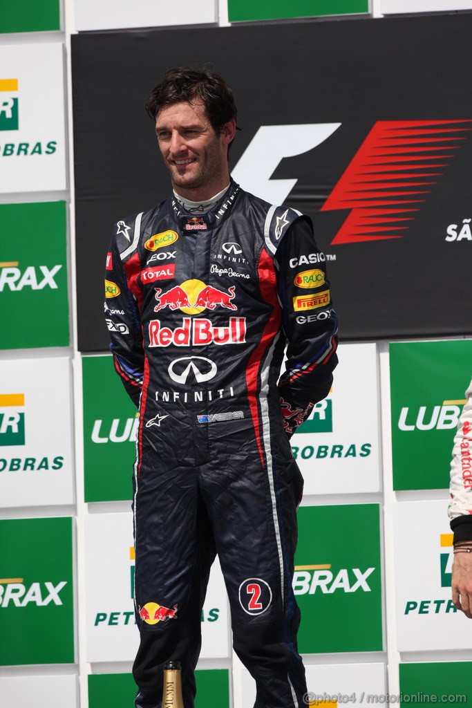 GP BRASILE, 27.11.2011- Gara, Mark Webber (AUS), Red Bull Racing, RB7 vincitore 