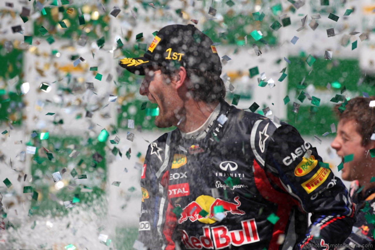GP BRASILE, 27.11.2011- Gara, Mark Webber (AUS), Red Bull Racing, RB7 vincitore 