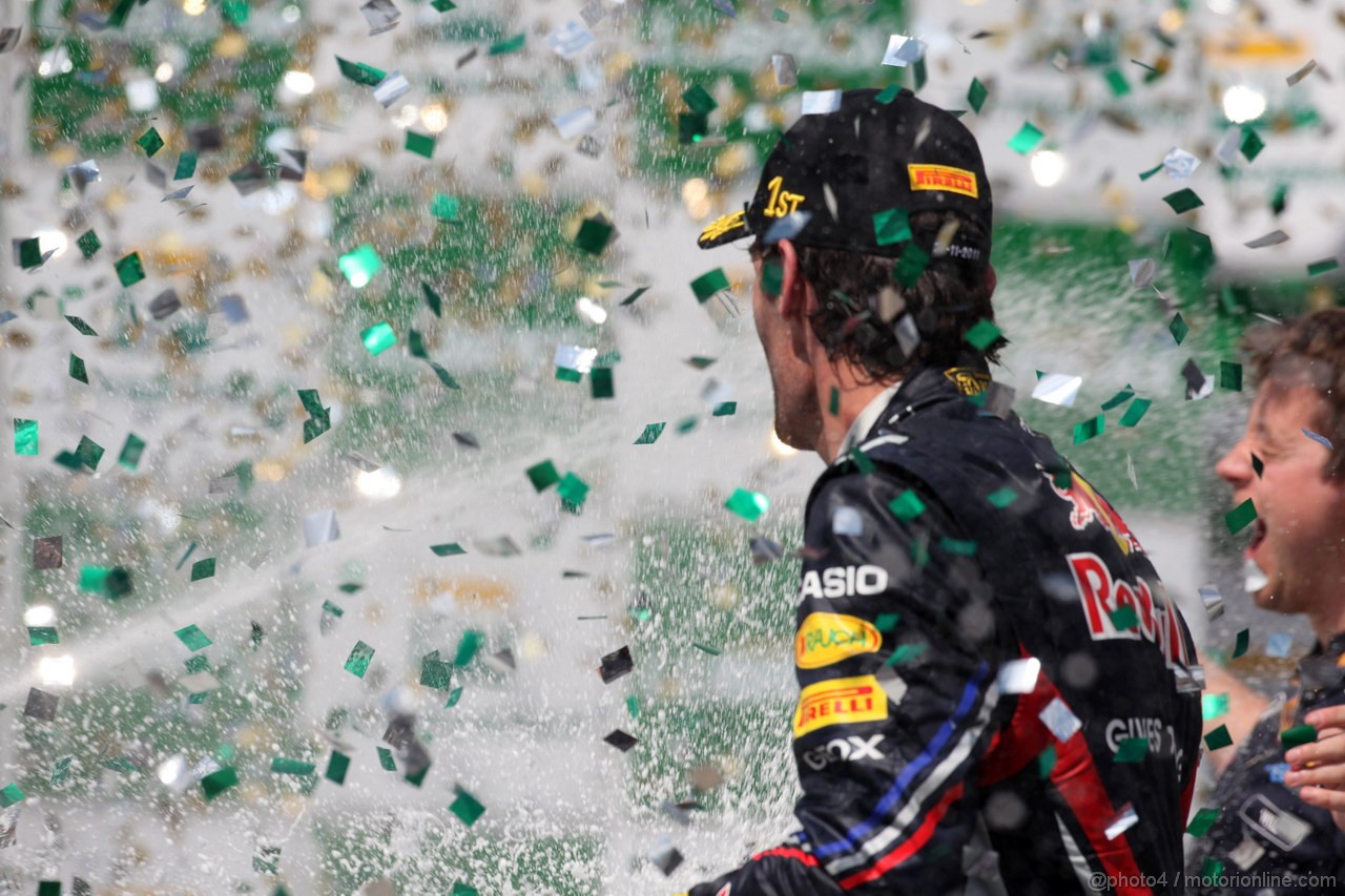 GP BRASILE, 27.11.2011- Gara, Mark Webber (AUS), Red Bull Racing, RB7 vincitore 