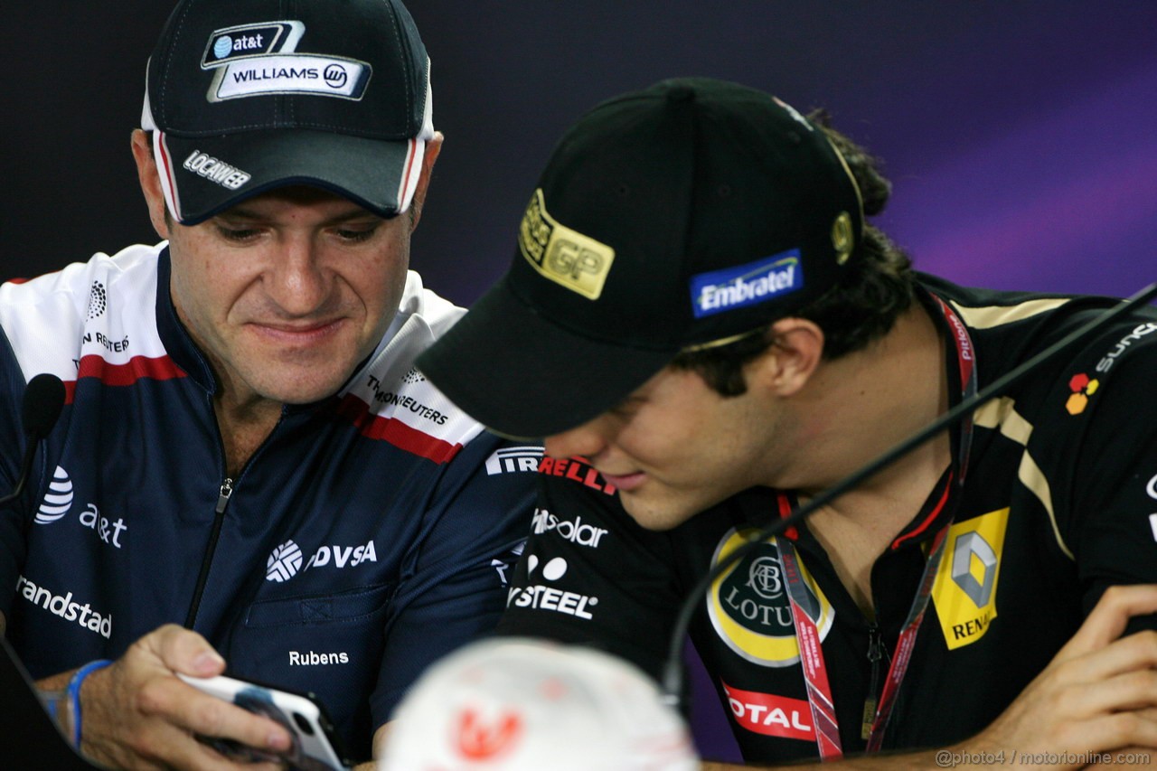 GP BRASILE, 24.11.2011- Conferenza Stampa, Rubens Barrichello (BRA), Williams FW33 e Bruno Senna (BRA), Lotus Renault GP R31 