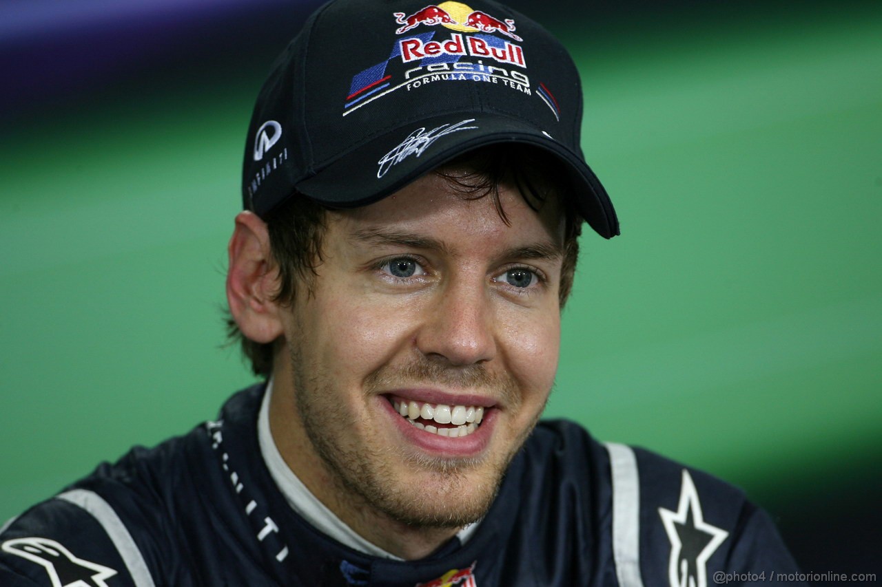 GP BRASILE, 26.11.2011- Qualifiche, Conferenza Stampa, Sebastian Vettel (GER), Red Bull Racing, RB7 pole position 