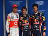 GP BRASILE, 26.11.2011- Qualifiche, Sebastian Vettel (GER), Red Bull Racing, RB7 pole position, Mark Webber (AUS), Red Bull Racing, RB7 secondo e Jenson Button (GBR), McLaren  Mercedes, MP4-26 terzo 