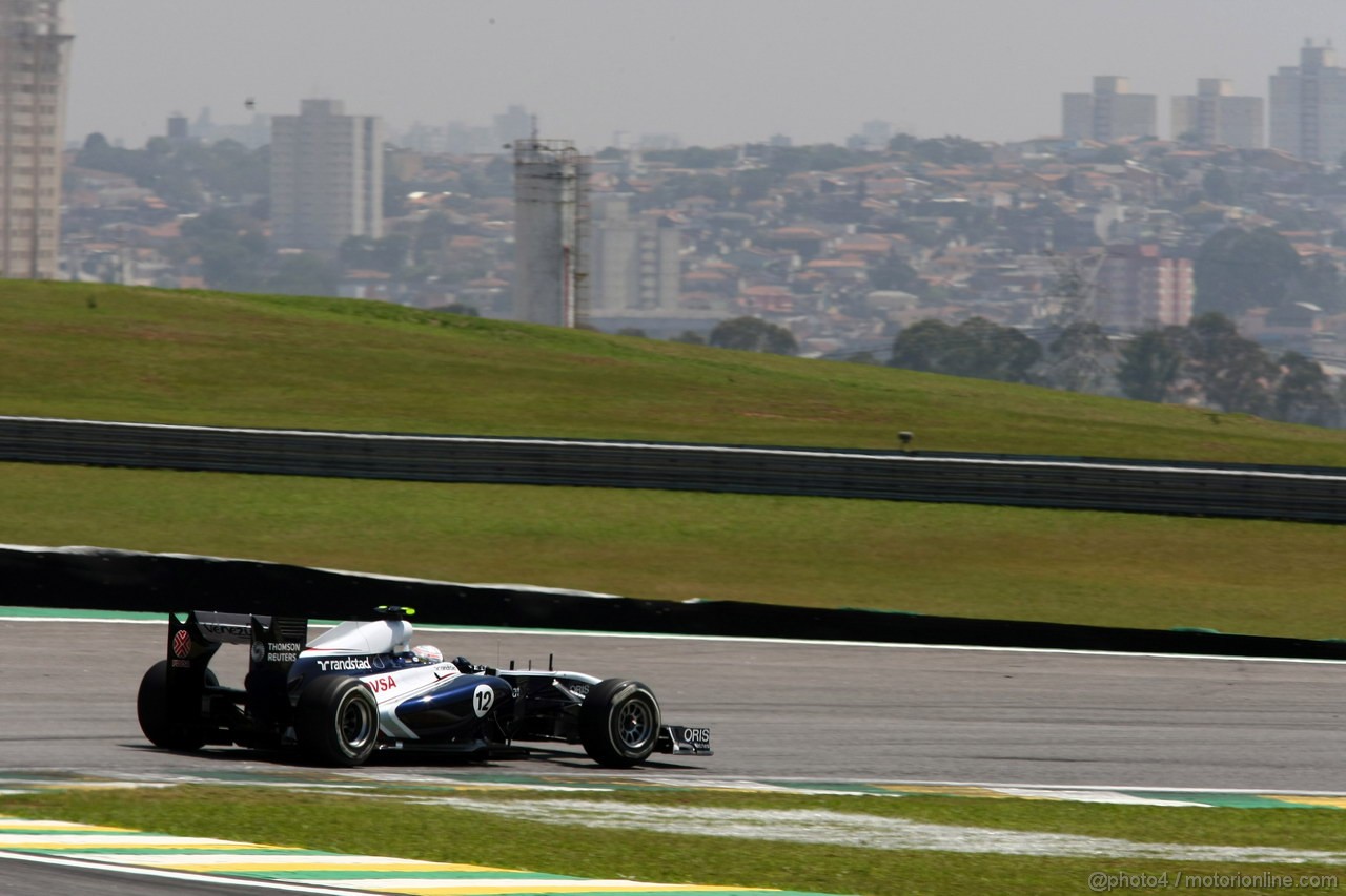 GP BRASILE, 25.11.2011- Prove Libere 1, Venerdi', Pastor Maldonado (VEN), Williams FW33 
