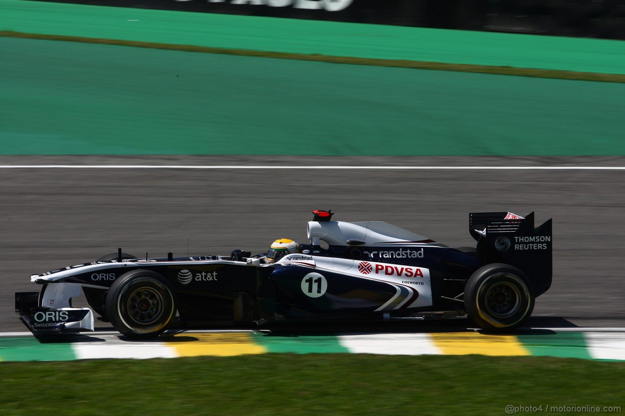 GP BRASILE, 25.11.2011- Prove Libere 1, Venerdi', Rubens Barrichello (BRA), Williams FW33 
