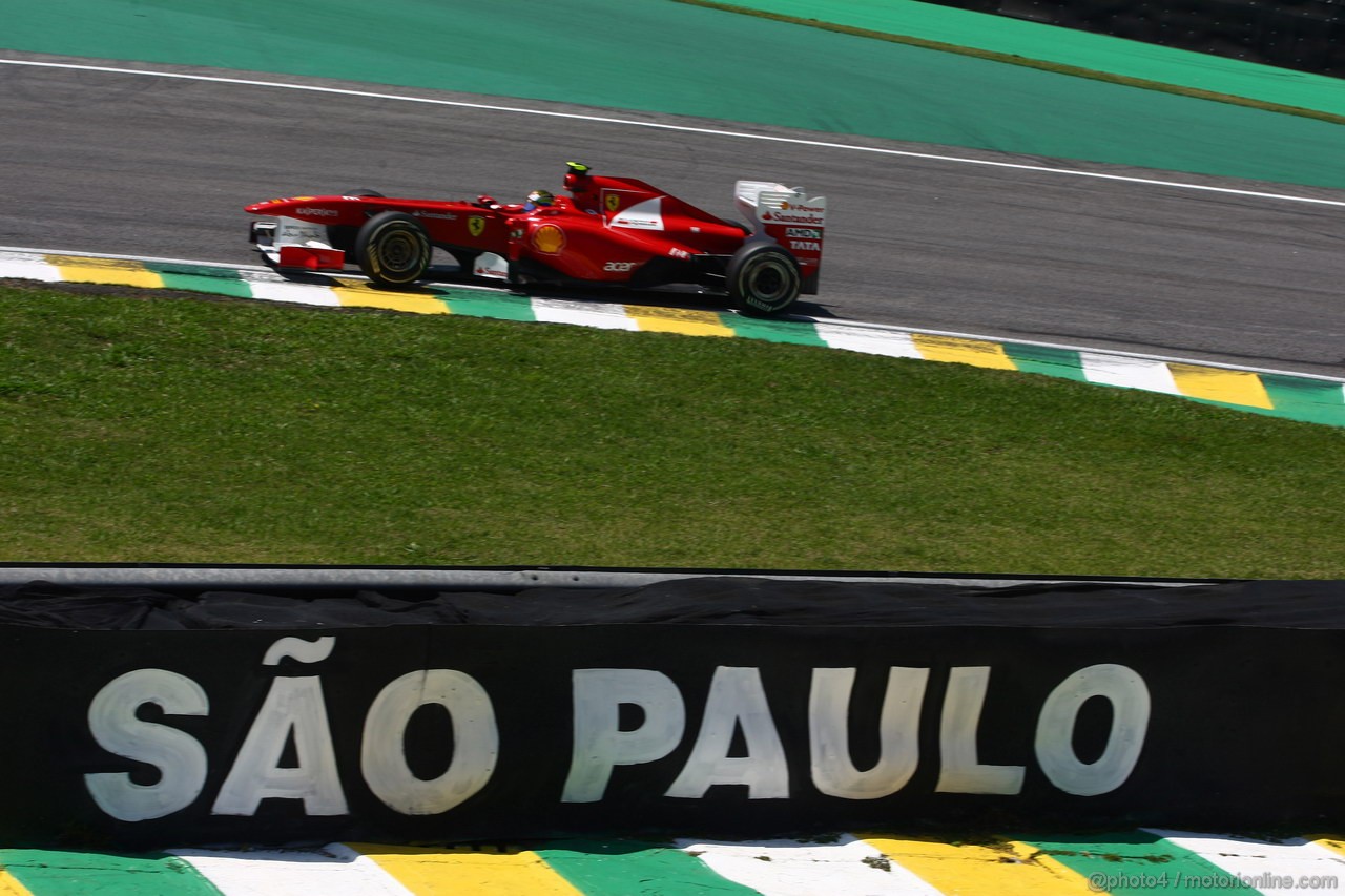 GP BRASILE, 25.11.2011- Prove Libere 1, Venerdi', Felipe Massa (BRA), Ferrari, F-150 Italia 
