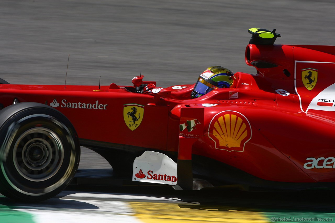 GP BRASILE, 25.11.2011- Prove Libere 1, Venerdi', Felipe Massa (BRA), Ferrari, F-150 Italia 