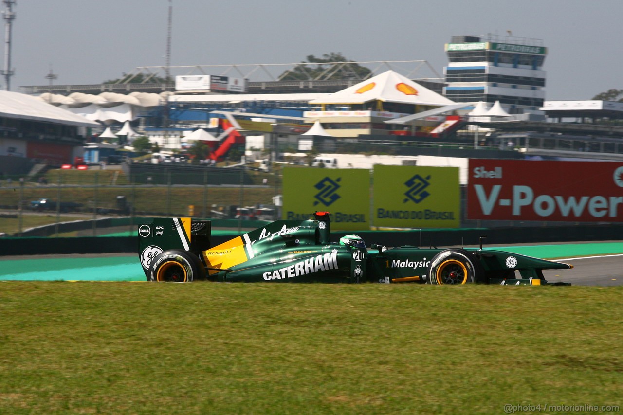 GP BRASILE, 25.11.2011- Prove Libere 1, Venerdi', Heikki Kovalainen (FIN), Team Lotus, TL11 