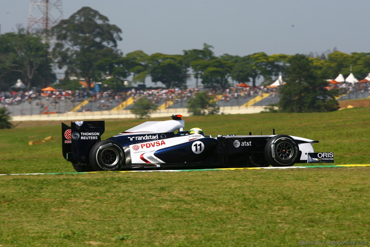 GP BRASILE, 25.11.2011- Prove Libere 1, Venerdi', Rubens Barrichello (BRA), Williams FW33 