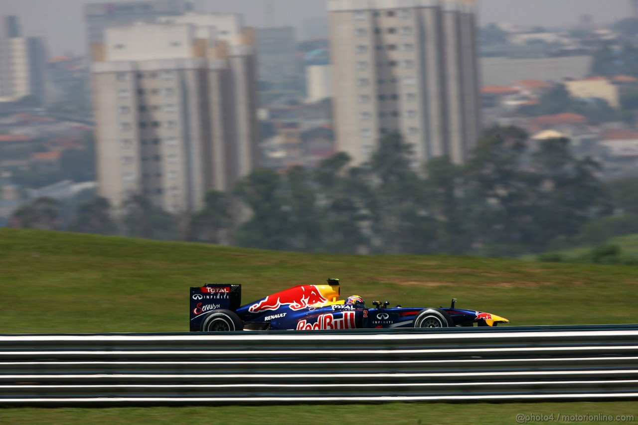 GP BRASILE, 25.11.2011- Prove Libere 2, Venerdi', Mark Webber (AUS), Red Bull Racing, RB7 