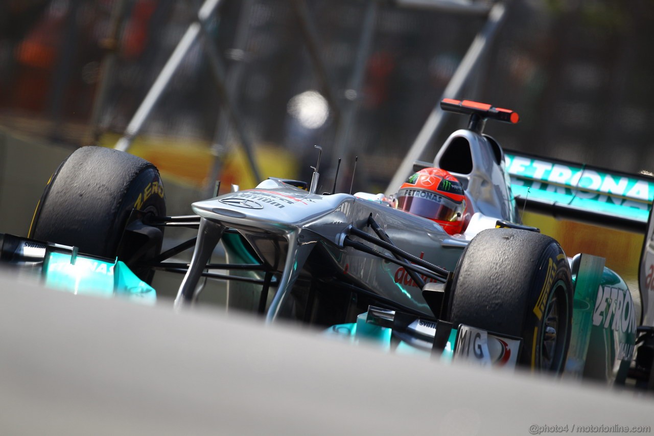 GP BRASILE, 25.11.2011- Prove Libere 2, Venerdi', Michael Schumacher (GER), Mercedes GP Petronas F1 Team, MGP W02 