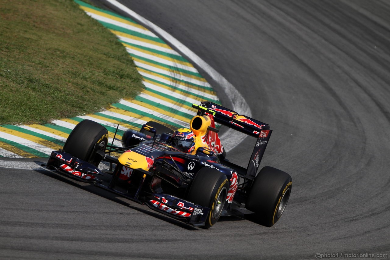 GP BRASILE, 25.11.2011- Prove Libere 2, Venerdi', Mark Webber (AUS), Red Bull Racing, RB7 