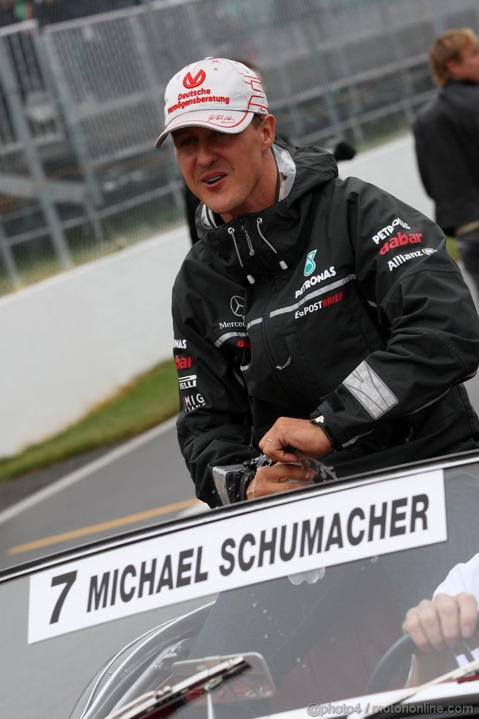 GP CANADA, 12.06.2011- Michael Schumacher (GER), Mercedes GP Petronas F1 Team, MGP W02 at drivers parade  